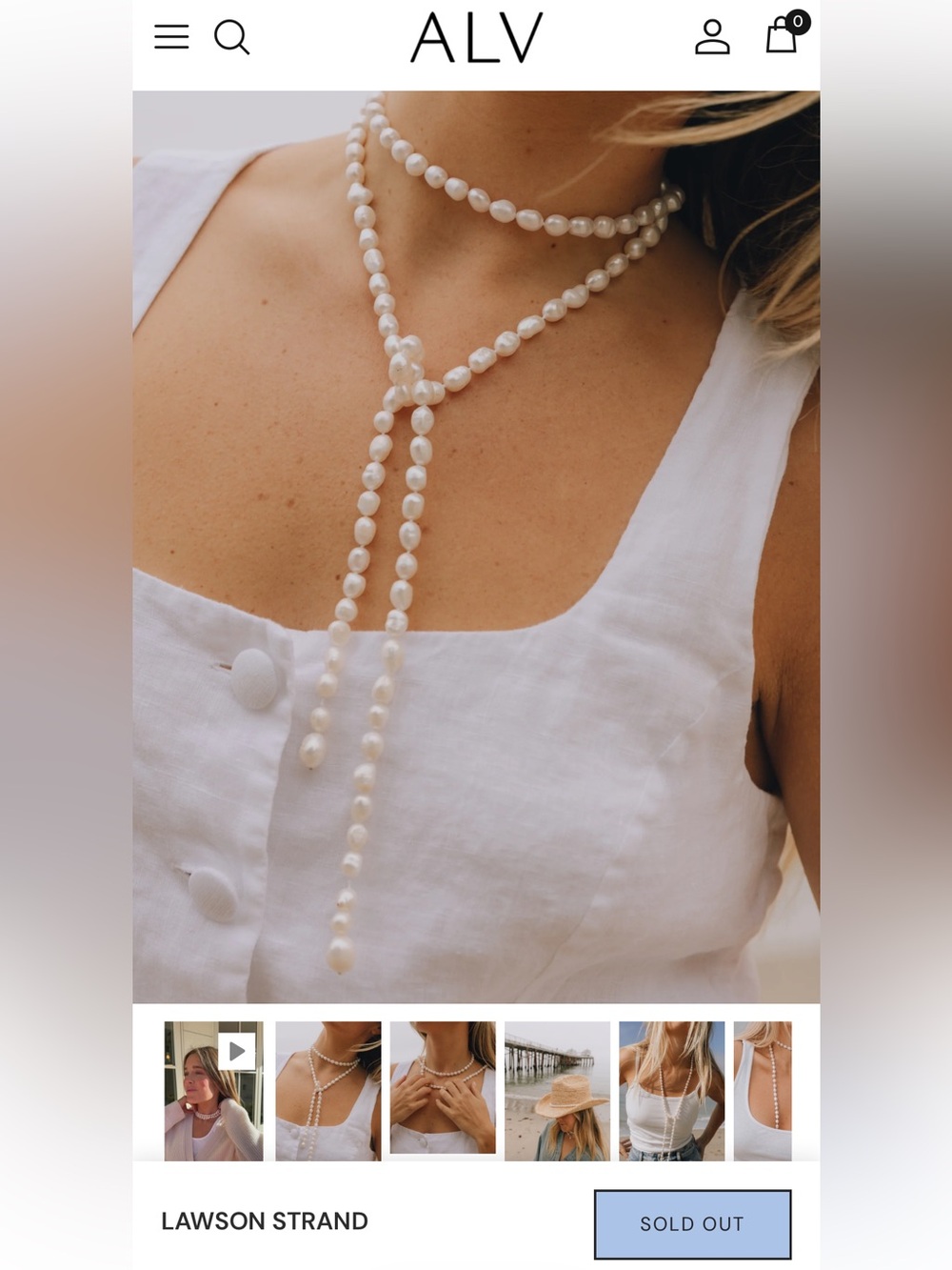 Mary Ralph x ALV Jewels Lawson Strand White Pearl Lariat Necklace